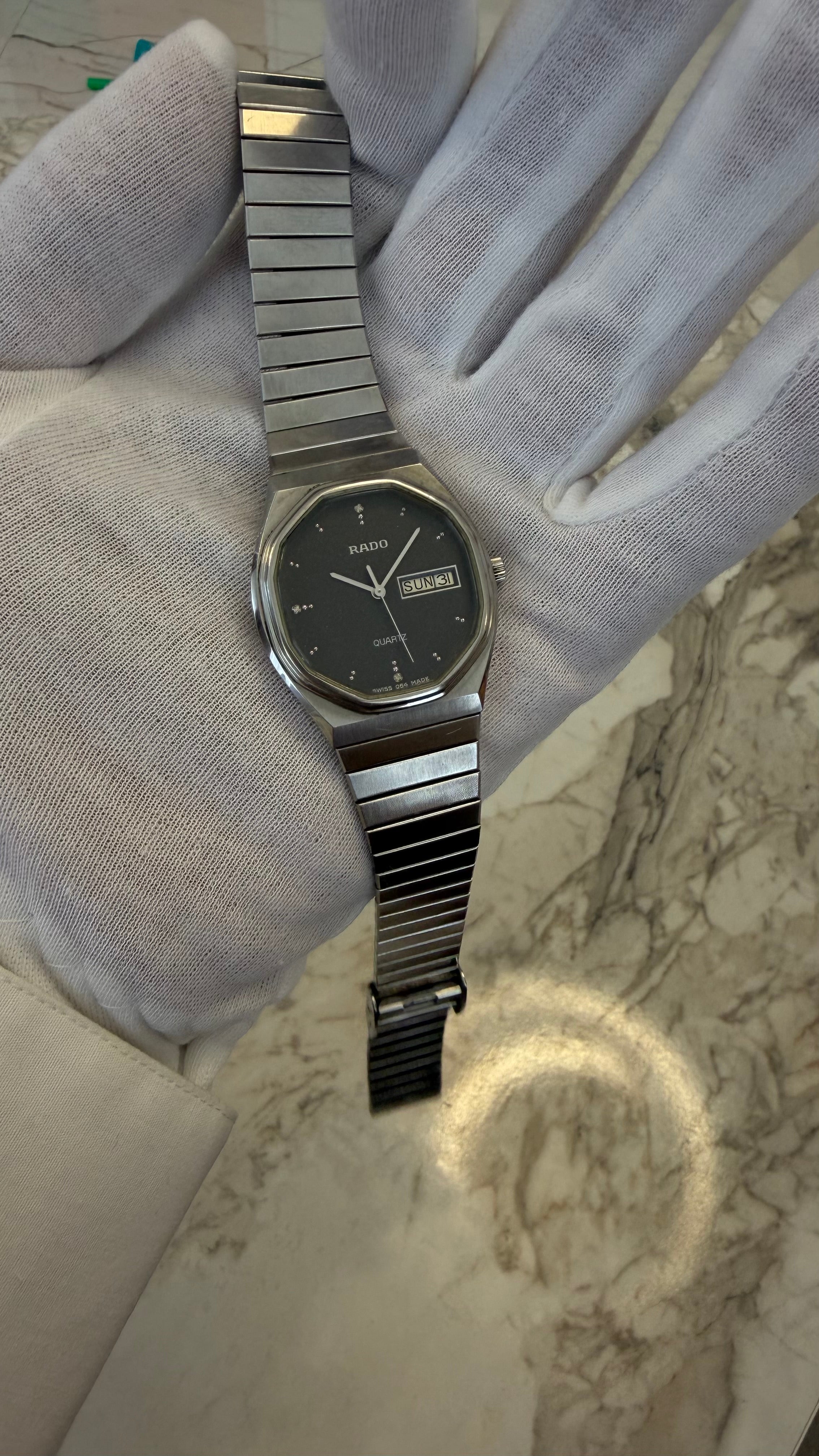 Rado Quartz Day-Date “Diamond Dust” – anii 1980