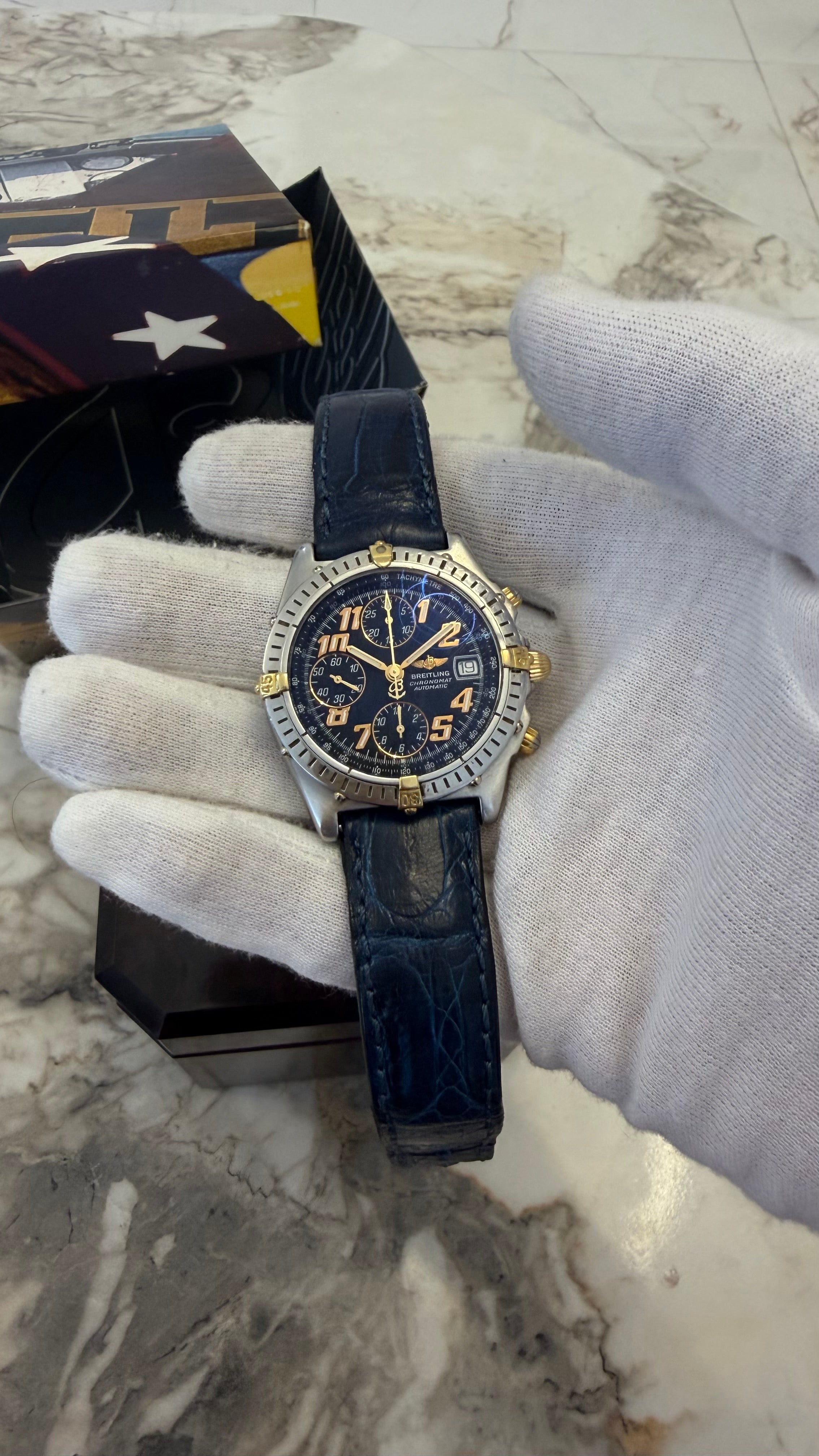Breitling Chronomat Blackbird B13350 Full BOX – Blue Dial / Gold & Steel