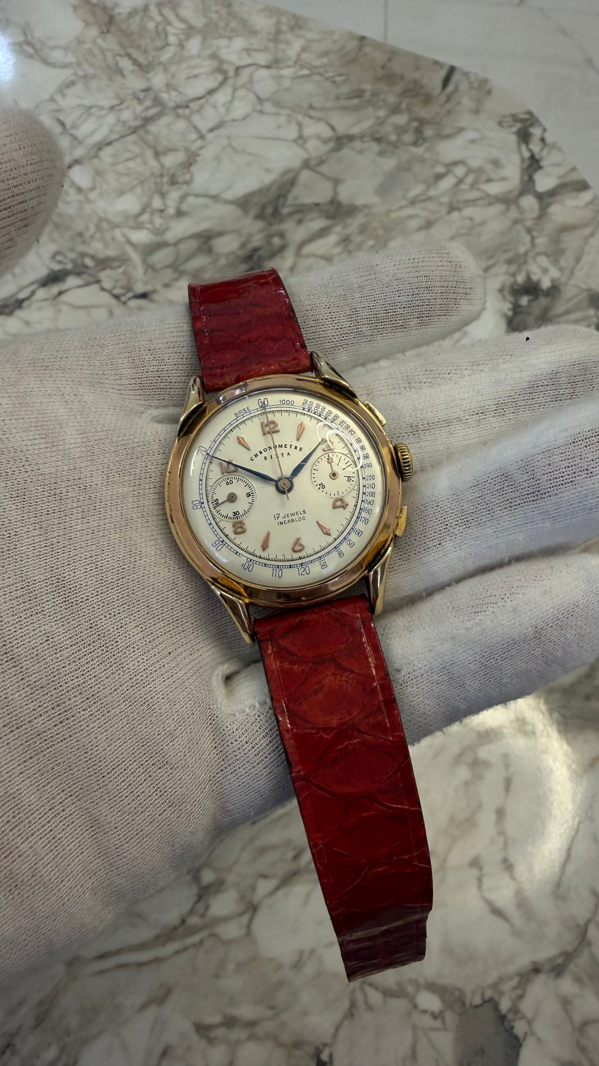 Chronomètre Sixta Chronograph – Venus 188 – anii 1940–1950
