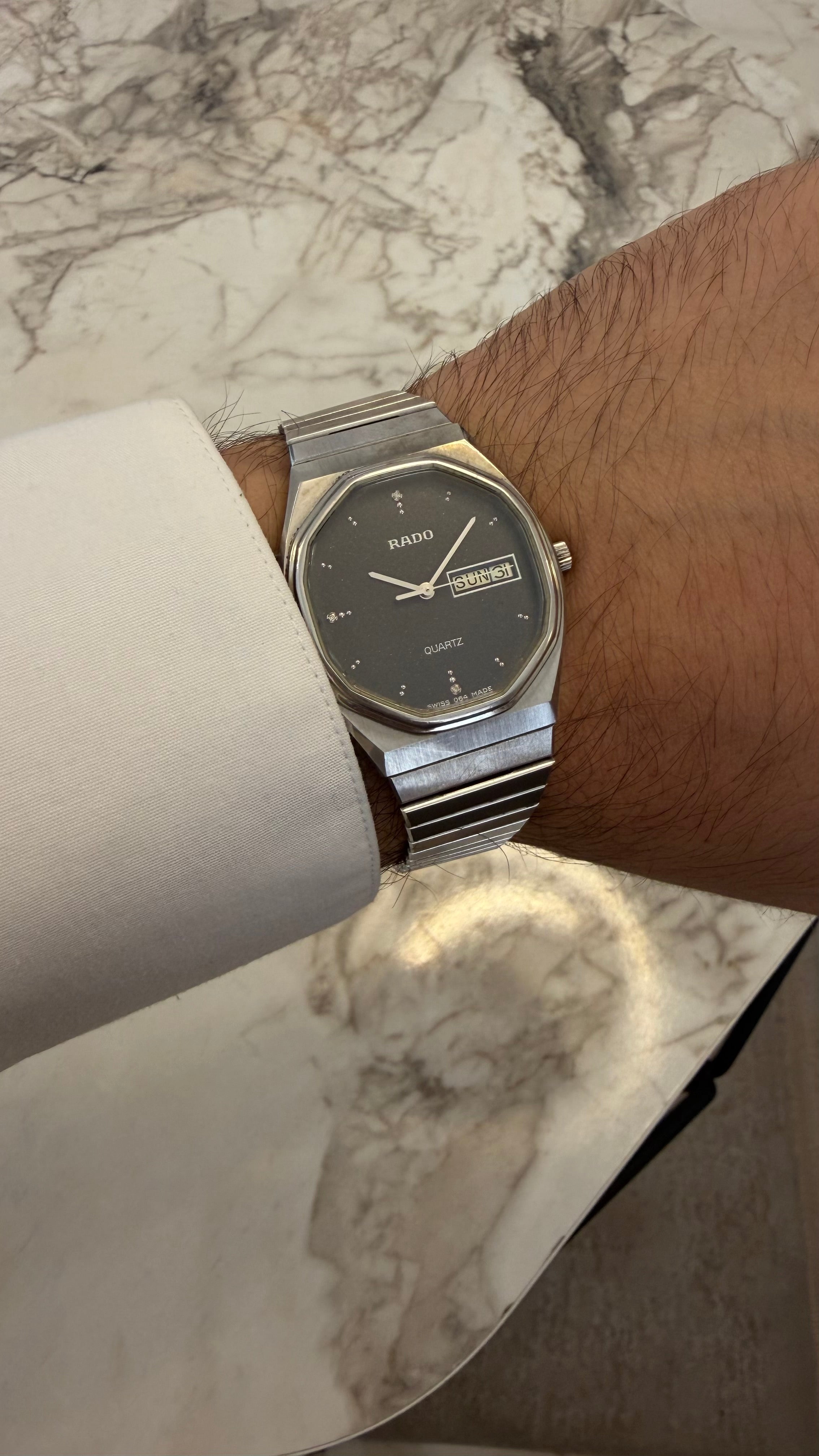 Rado Quartz Day-Date “Diamond Dust” – anii 1980