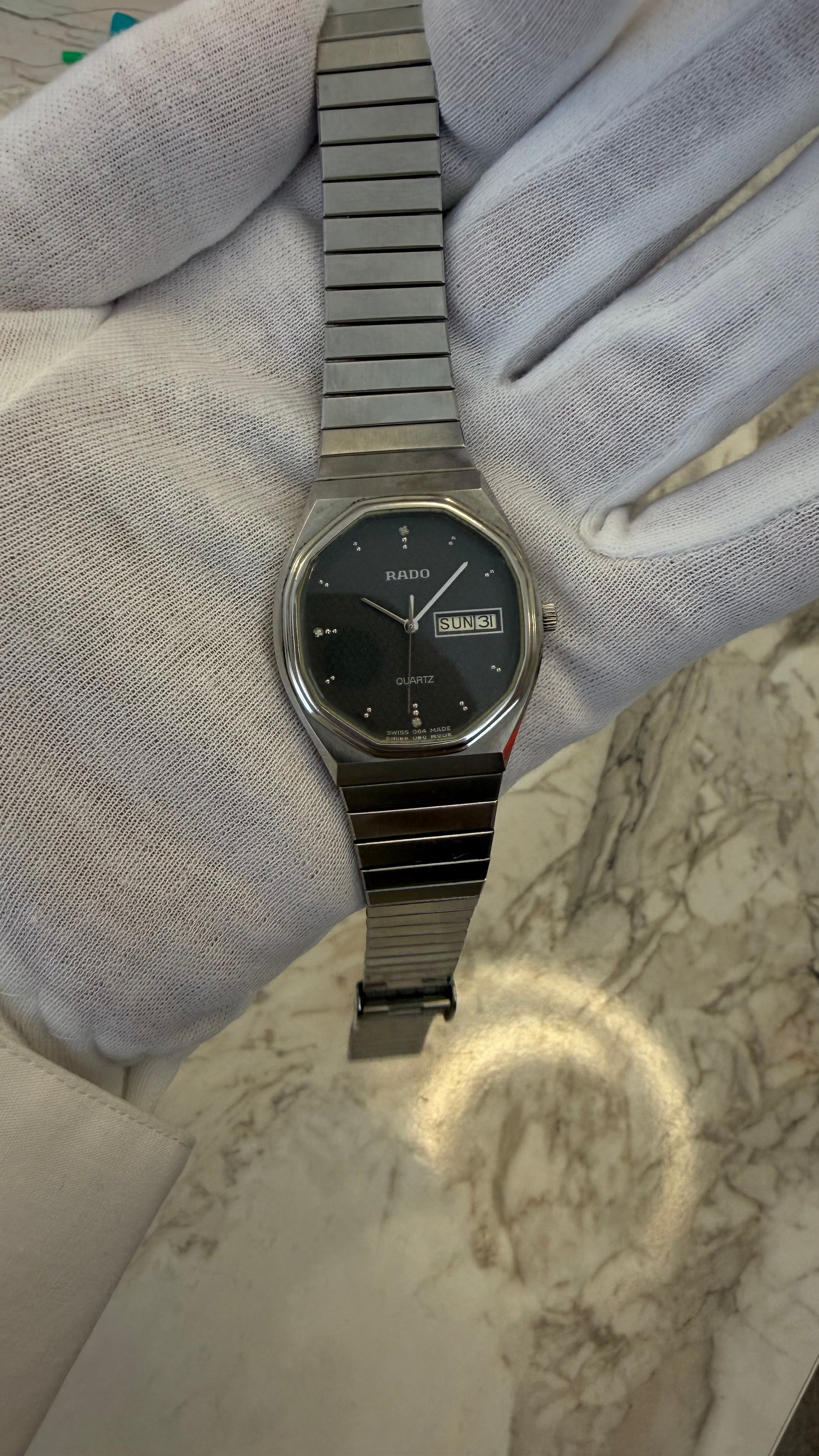 Rado Quartz Day-Date “Diamond Dust” – anii 1980