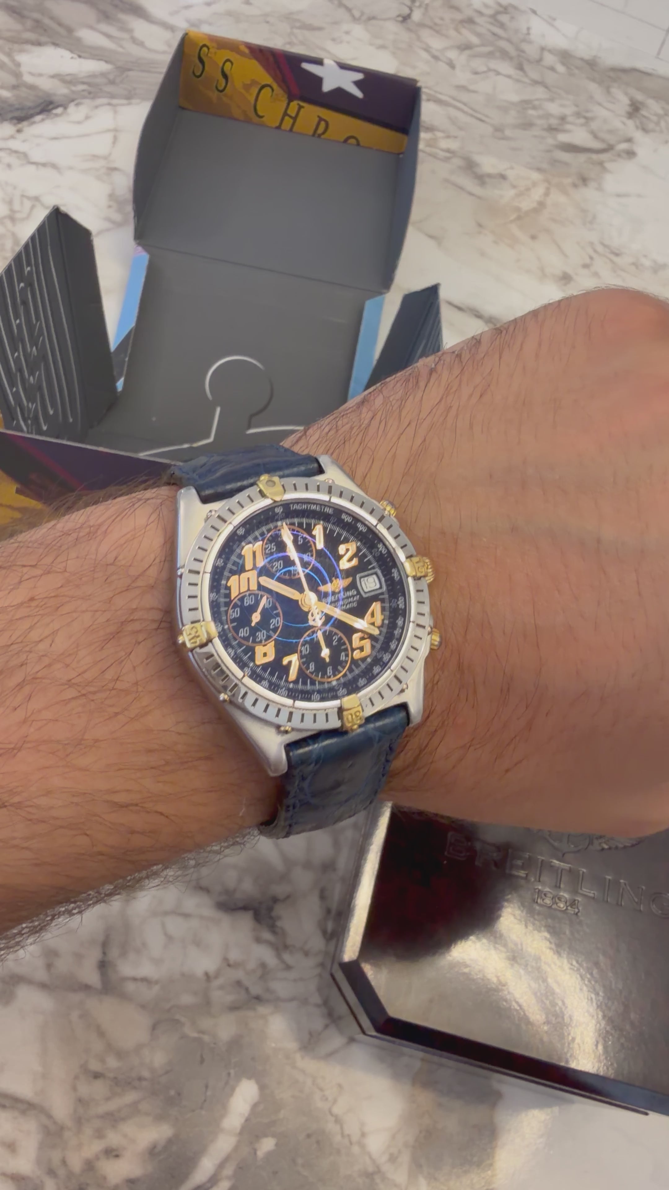 Breitling Chronomat Blackbird B13350 Full BOX – Blue Dial / Gold & Steel
